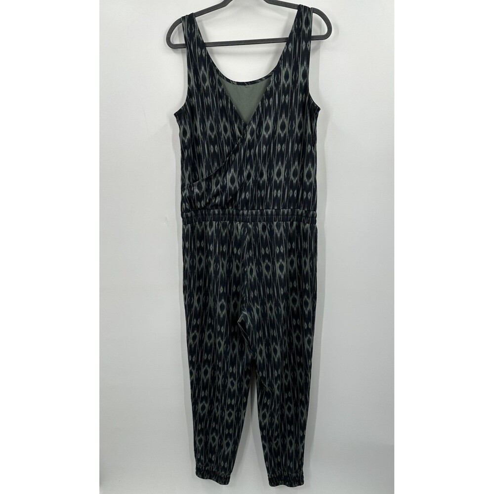 Athleta Ikat Sleeveless Jumpsuit Athletic Athleisure Jogger Navy Print Sz 12 - Picture 5 of 12
